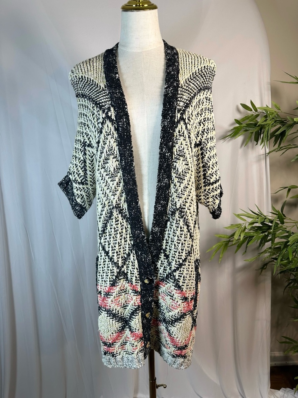 Aztec Geometric Knit Duster Cardigan|Sleeveless